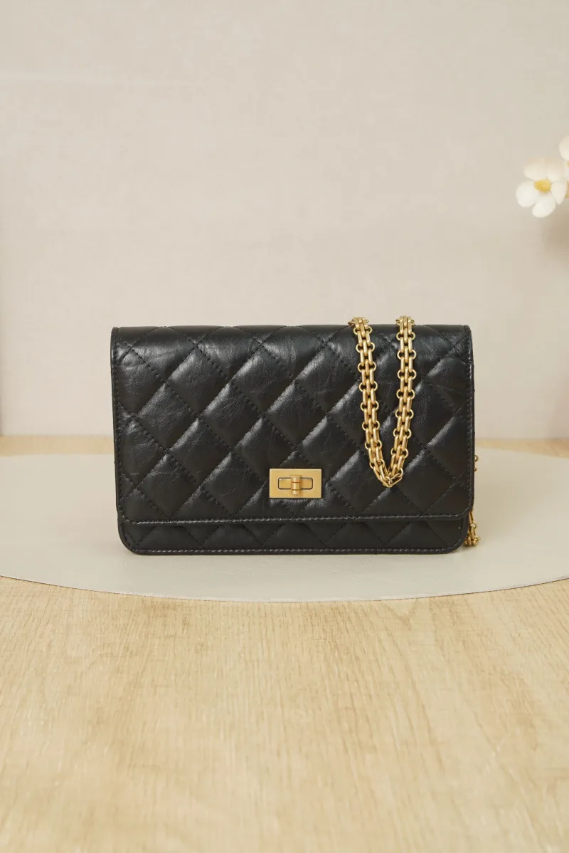Chanel 2.55woc Black with Gold-Tone Hardware Calfskin27 · Authenticity Card · 19.2 × 3.5 × 12.3 cm — cover view 2 of 7