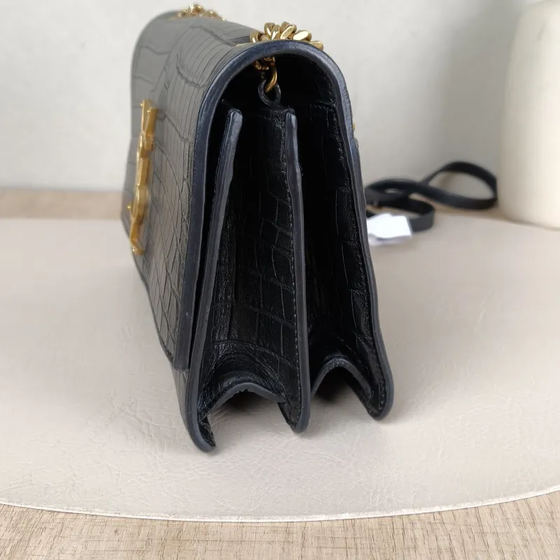 SAINT LAURENT Crossbody Bag SUNSET Black with Gold-Tone Hardware Calfskin Small19.5 × 8 × 14 cm — detail view 12 of 13