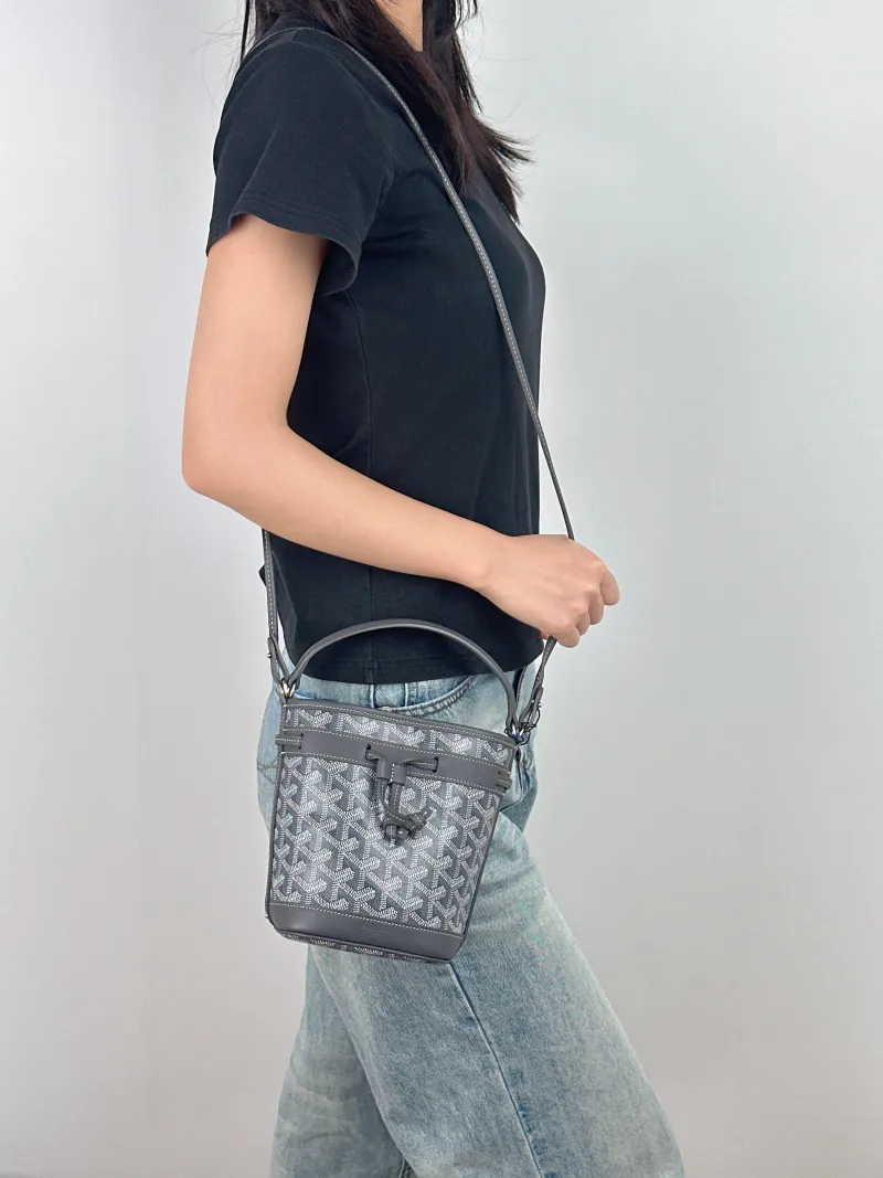 GOYARD Crossbody Bag Petit Flot Grey ine Canvasmini12 × 10 × 17.5 cm — on-model view 3 of 3