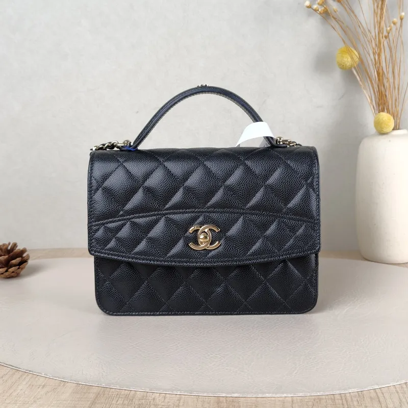 Chanel Backpack Backpack Black Grained Calfskin One Size 18.2 × 4 × 14 cm