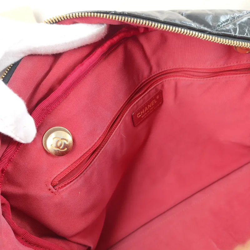 Chanel Crossbody Bag Bowling Bag Black Waxed Leather One Size 42 × 15 × 27 cm — detail view 4 of 14