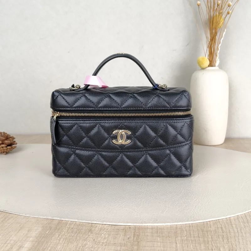 Chanel Top Handle Bag lp Black Grained Calfskin One Size 19.5 × 5 × 17 cm