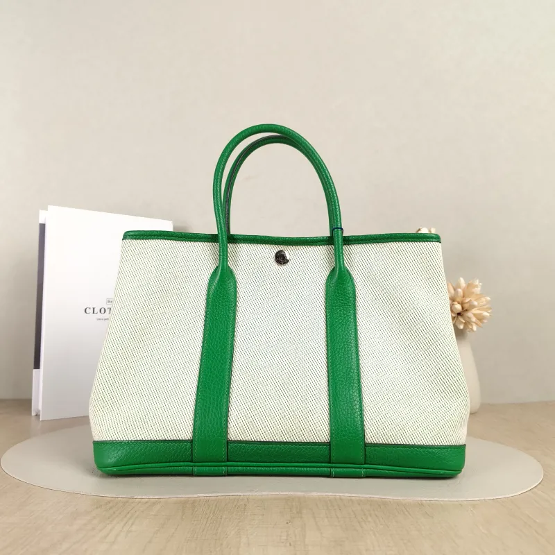 Hermès Top Handle Bag Garden Party 30 30Colorblock Canvas， Medium30 × 13 × 21 cm