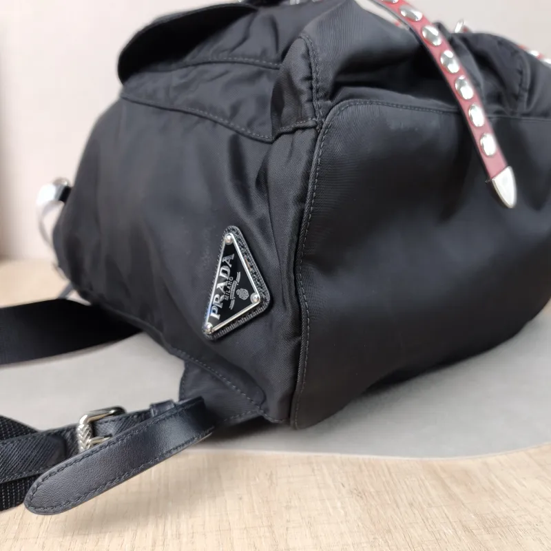 PRADA Backpack Nylon Backpack Black Nylon One Size 30 × 15 × 30 cm — detail view 10 of 14