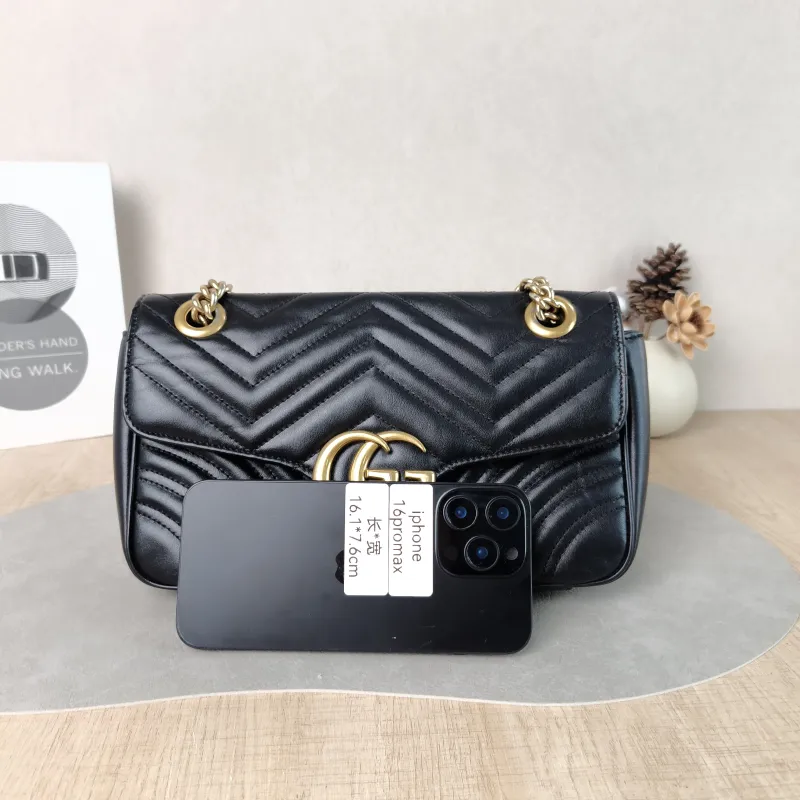 GUCCI Crossbody Bag GG Marmont Medium Marmont 26 Black CC alfskin Medium 26 × 7 × 15 cm — cover view 5 of 5