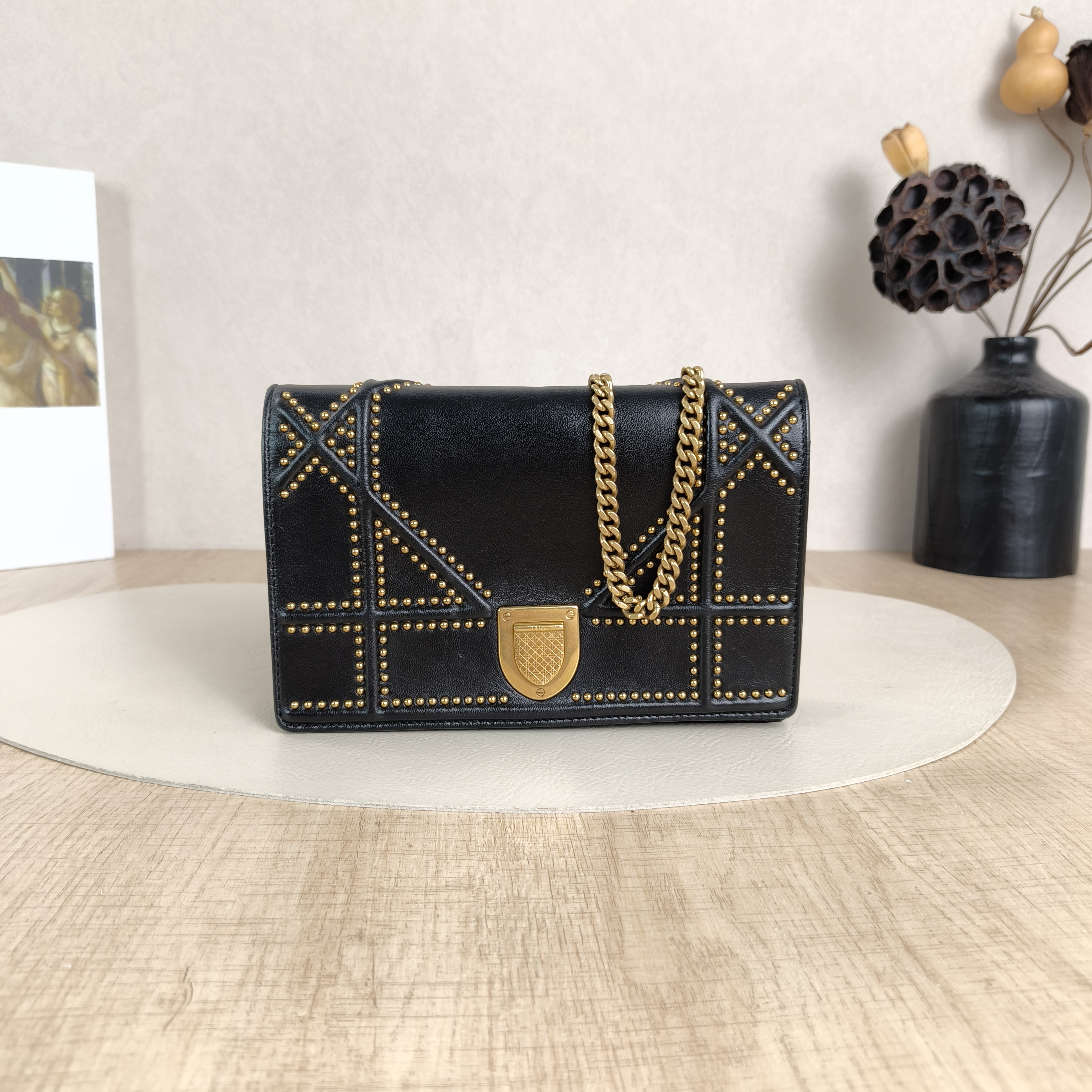 DIOR Crossbody Bag ama Black Calfskin19 × 3 × 12 cm
