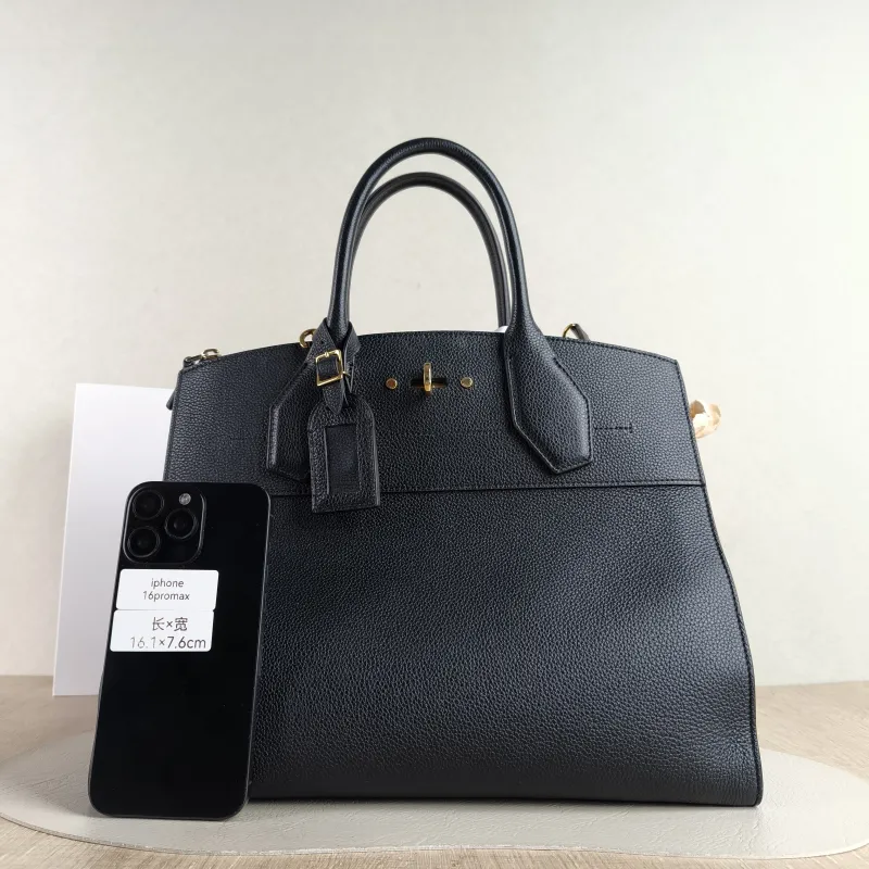 Louis Vuitton Crossbody Bag CITY STEAMER Shoulder Bag Black Calfskin Large 34 × 14 × 29 cm — cover view 3 of 5