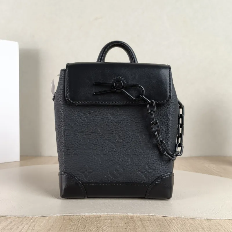 Louis Vuitton Crossbody Bag Nano Steamer Shoulder Bag Black Calfskinnano15 × 7 × 18 cm