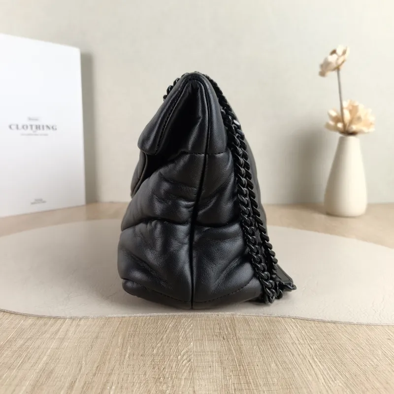 SAINT LAURENT Shoulder Bag PUFFER Black SL ambskin Small 29 × 11 × 17 cm — detail view 4 of 11