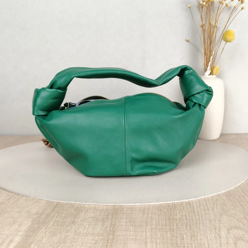 Bottega Veneta Top Handle Bag Jodie Green Calfskin Mini 28 × 8 × 23 cm