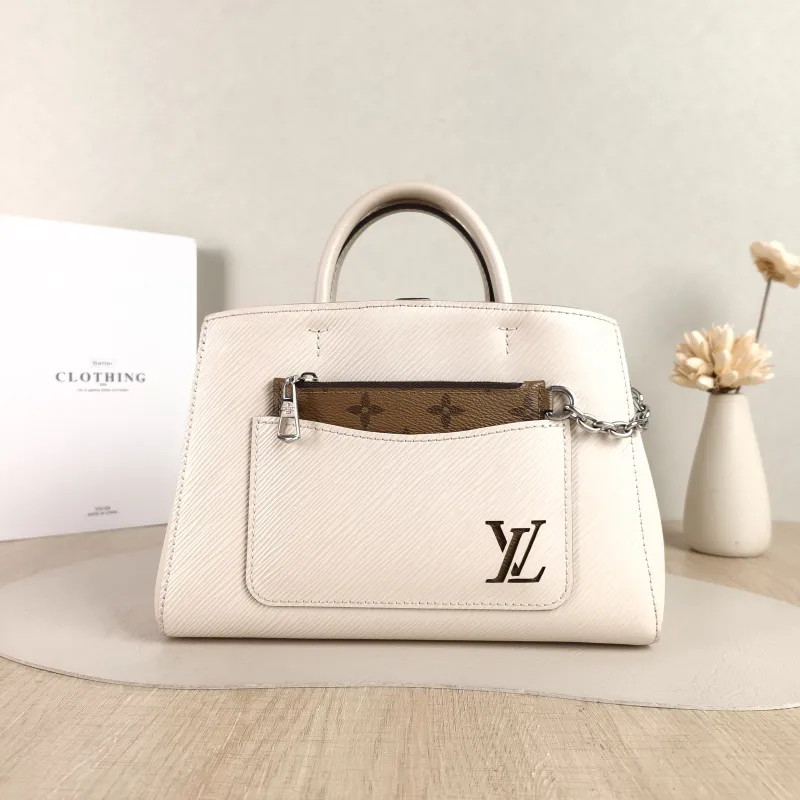 Louis Vuitton Crossbody Bag Marelle Tote Top Handle Bag White Epi Embossed Calfskin BB 25 × 11 × 17 cm