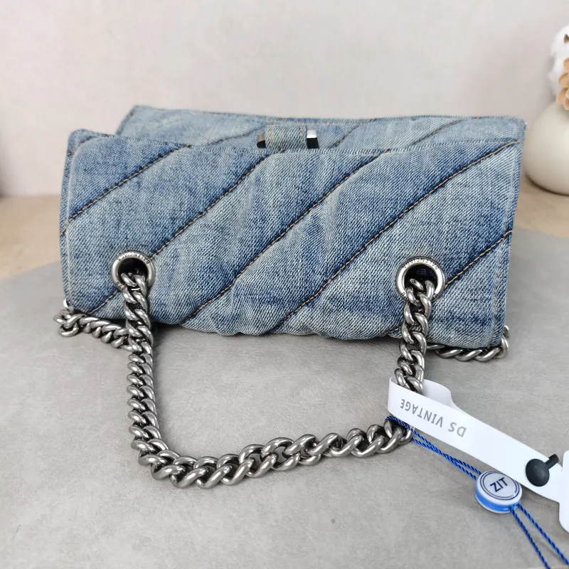 BALENCIAGA Shoulder Bag CRUSH Chain Bag Blue Small 25 × 8 × 15 cm — detail view 10 of 12