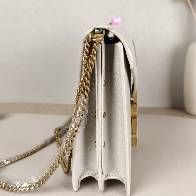 SAINT LAURENT Crossbody Bag Cassandra White Grained Calfskin Medium 22 × 5.5 × 16.5 cm — detail view 1 of 11