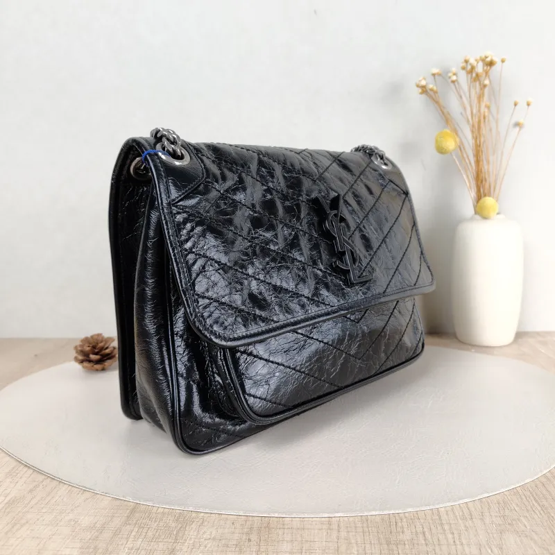 SAINT LAURENT Crossbody Bag Niki D Waxed Leather Calfskin Medium 28 × 8.5 × 20 cm — cover view 5 of 5