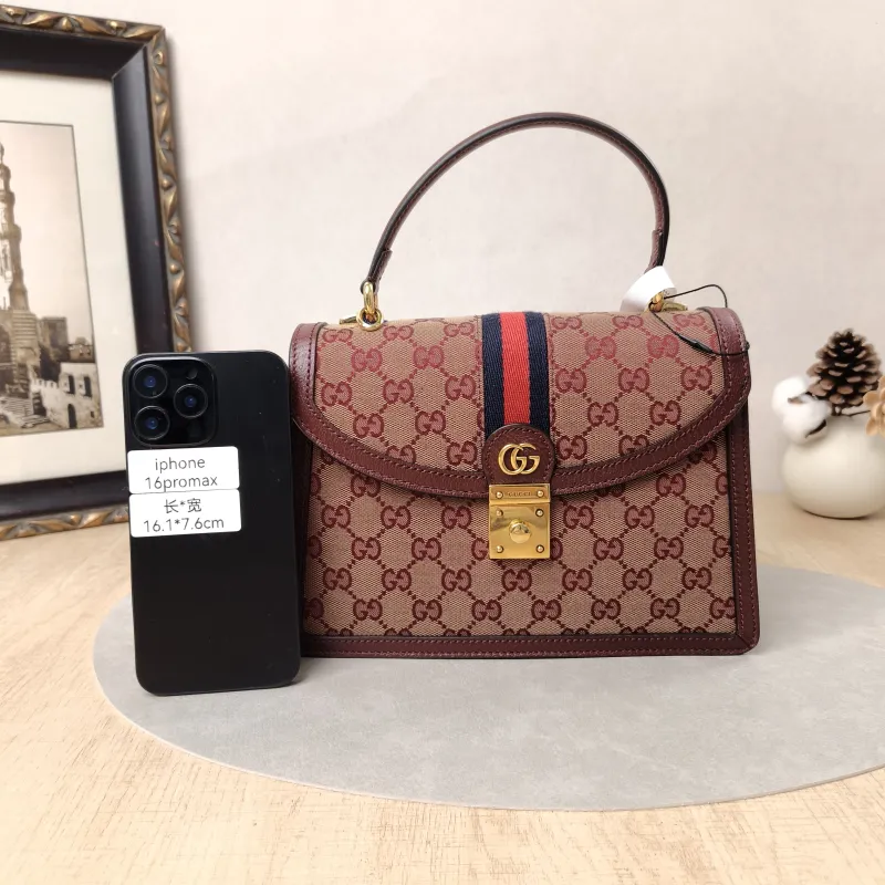 GUCCI Crossbody Bag Ophidia GG Messenger Bag Burgundy Canvas Medium25 × 7 × 17.5 cm — cover view 2 of 5