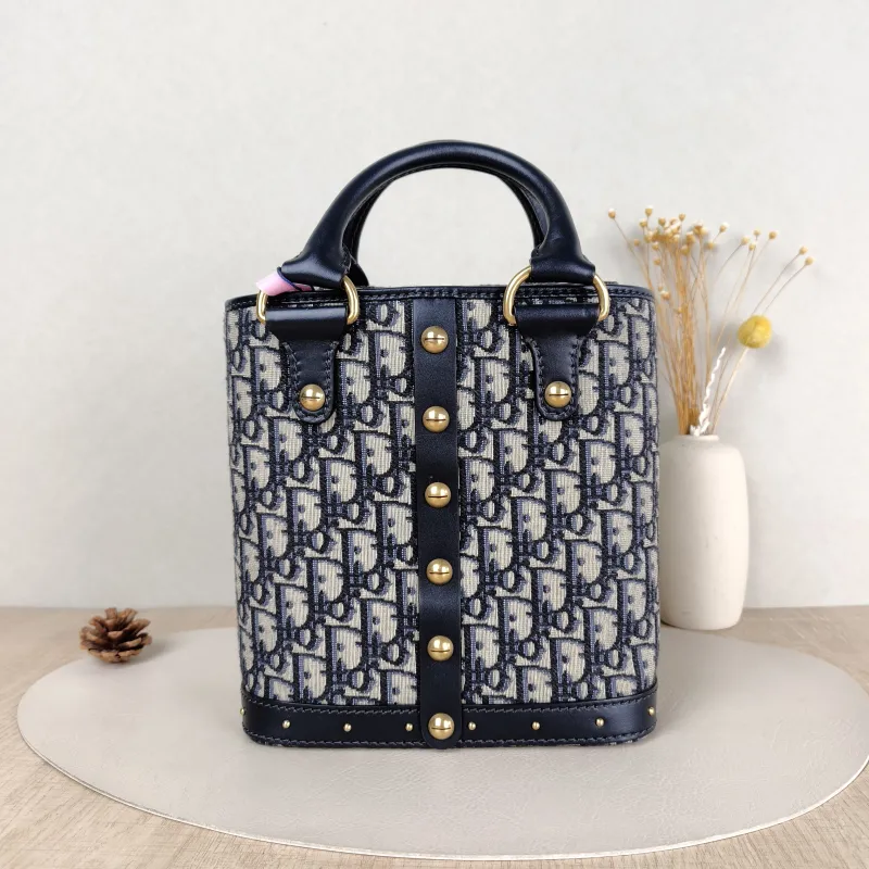 DIOR Shoulder Bag Signature avenue Bucket Blue Canvas One Size 22 × 9 × 22.5 cm