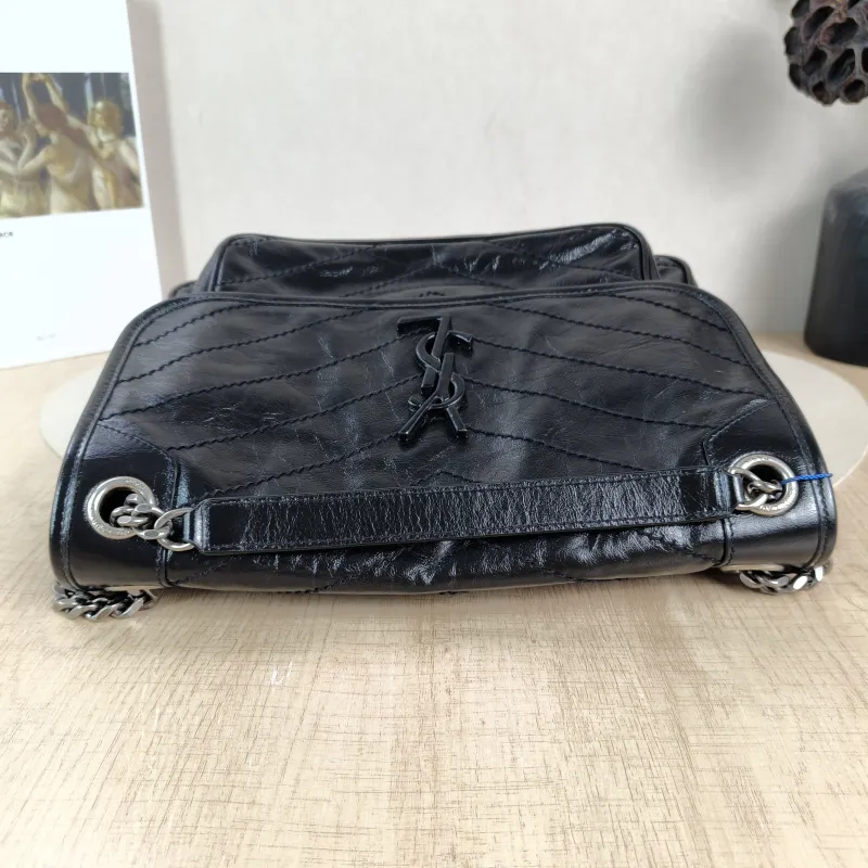SAINT LAURENT Crossbody Bag Niki Black Waxed Leather Calfskin Medium28 × 8.5 × 20 cm — detail view 12 of 13