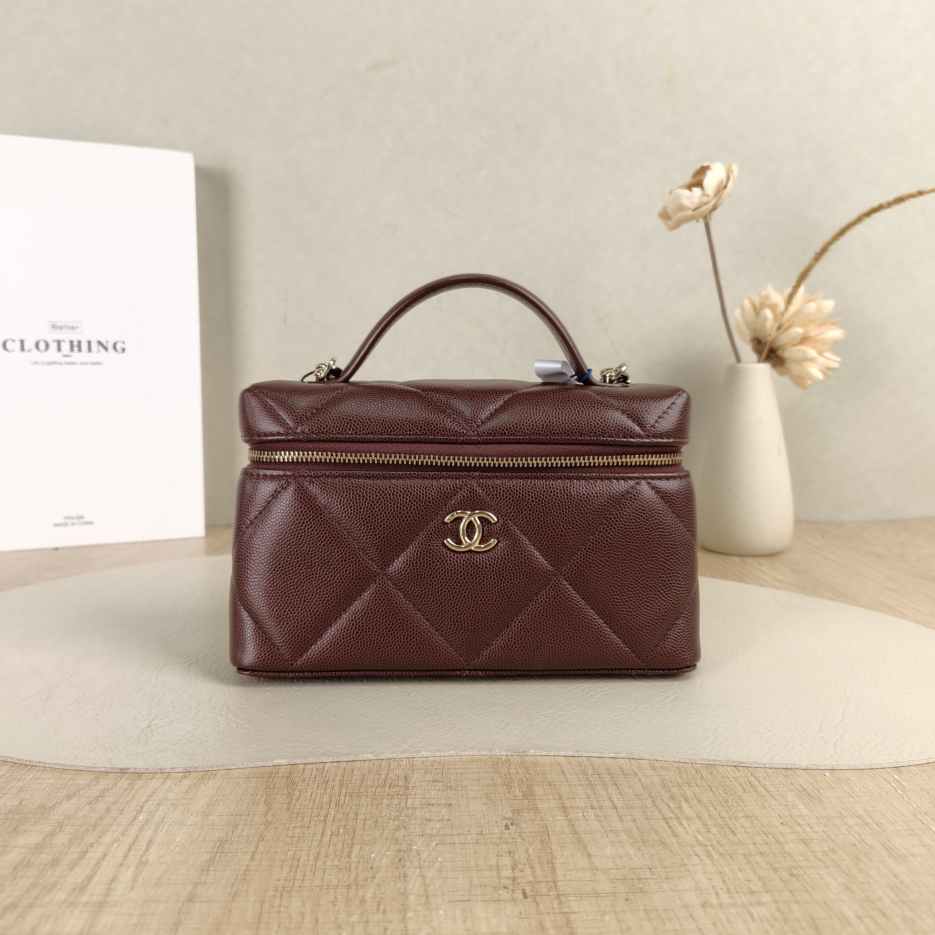 Chanel Crossbody Baglp Box Bag Top Handle Crossbody Bag Red Grained Calfskin One Size19.5 × 5 × 17 cm