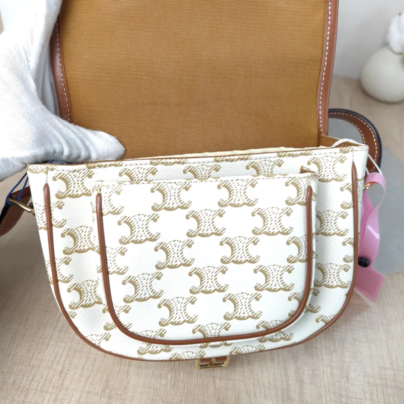 CELINE Crossbody Bag FOLCO White PVC Medium 18.5 × 8 × 17 cm — detail view 7 of 13