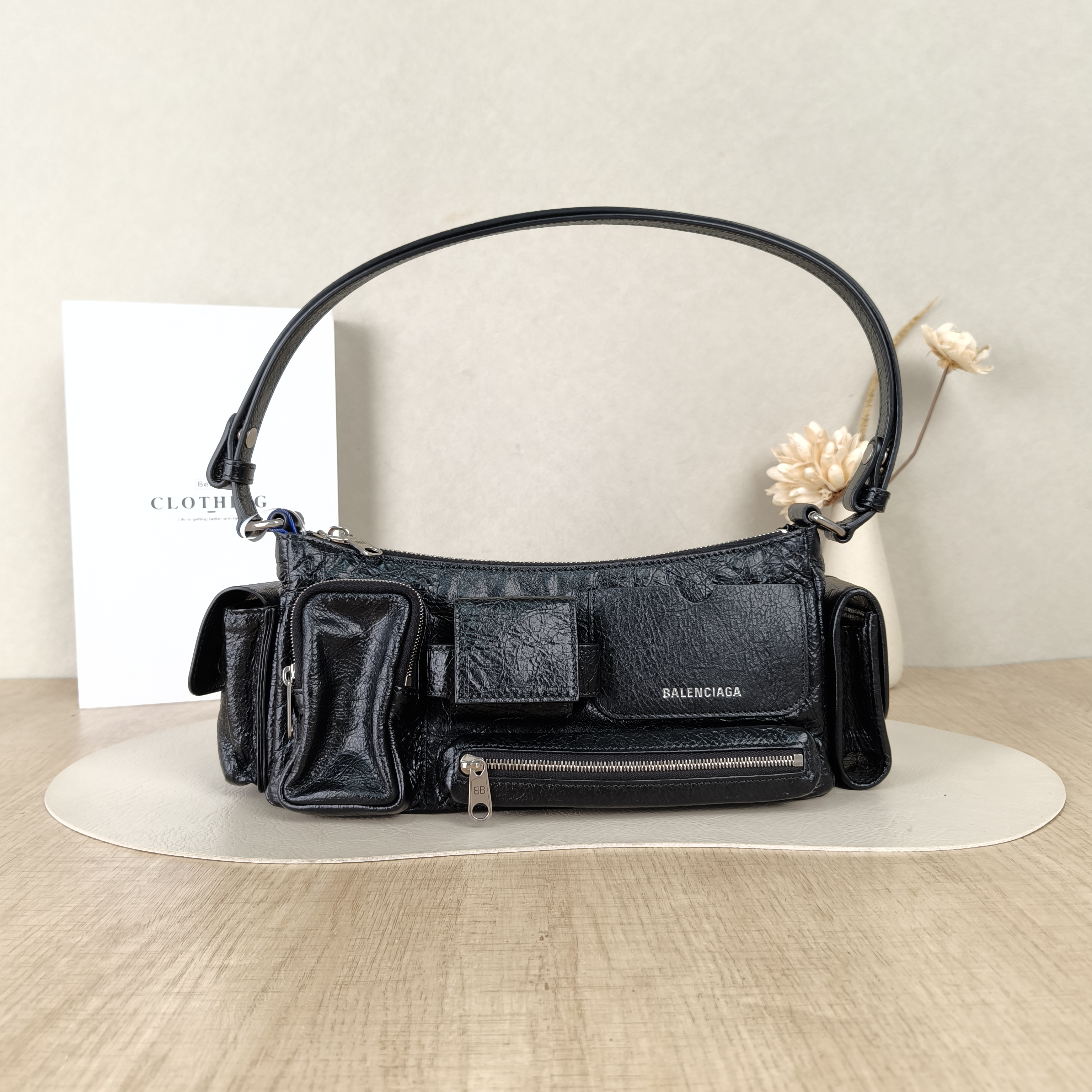 BALENCIAGA Crossbody Bagsuperbusy Crossbody Bag Black Lambskin25.5 × 9.5 × 14.5 cm — cover view 4 of 5
