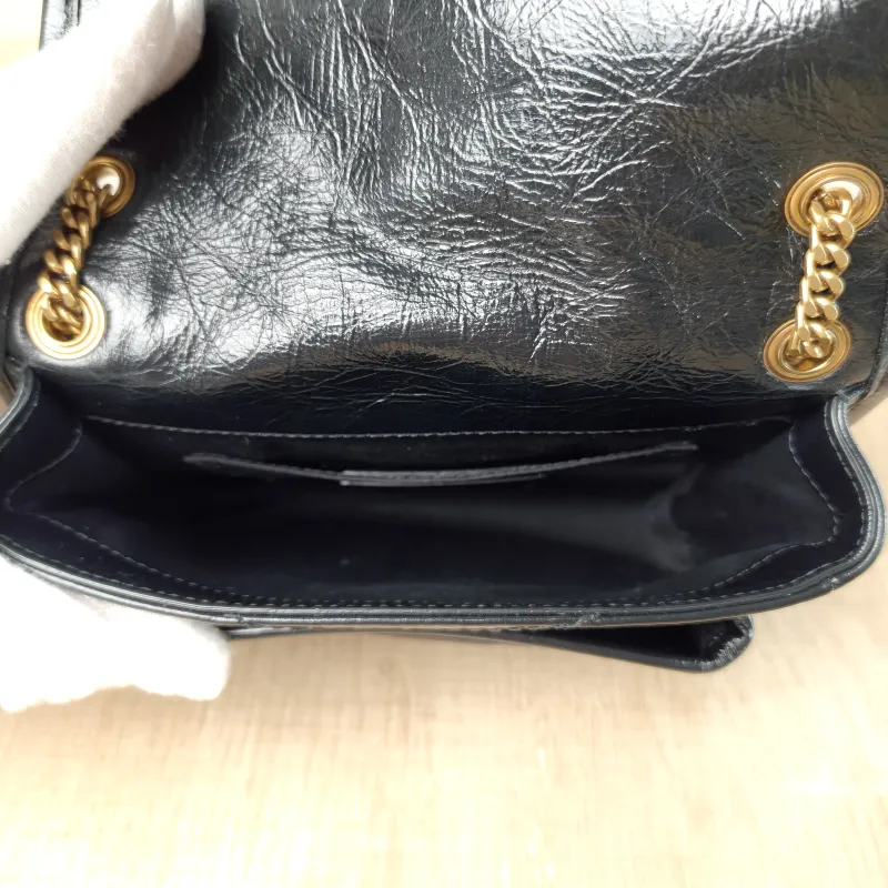 SAINT LAURENT Crossbody Bag Niki Black Waxed Leather Calfskin Mini 18 × 5 × 12.5 cm — detail view 13 of 13