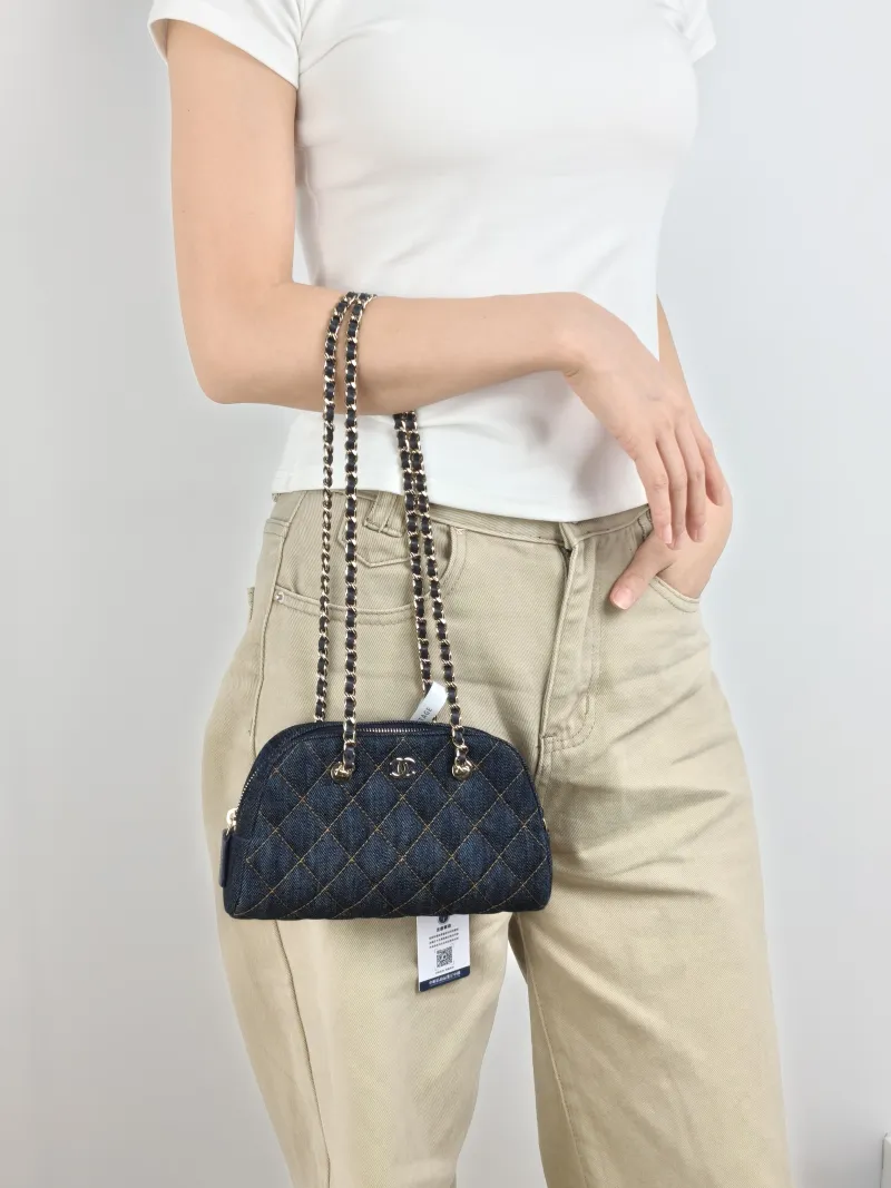 Chanel Shoulder Bag 26p Bowling Bag Navy One Size 20 × 5.5 × 12 cm — on-model view 1 of 3