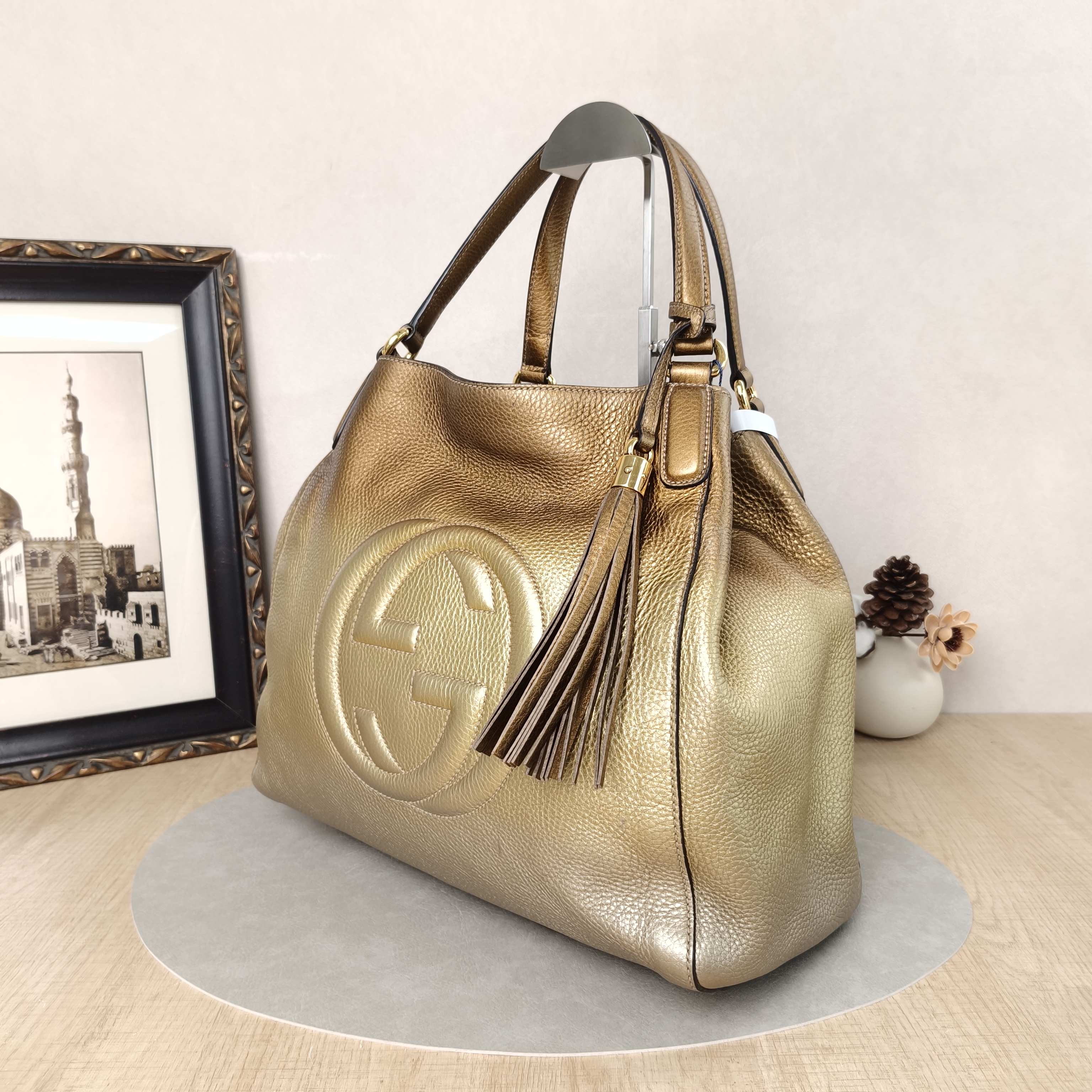 GUCCI Shoulder Bag Tote Bag Gold Calfskin One Size34 × 17 × 29 cm — cover view 4 of 5