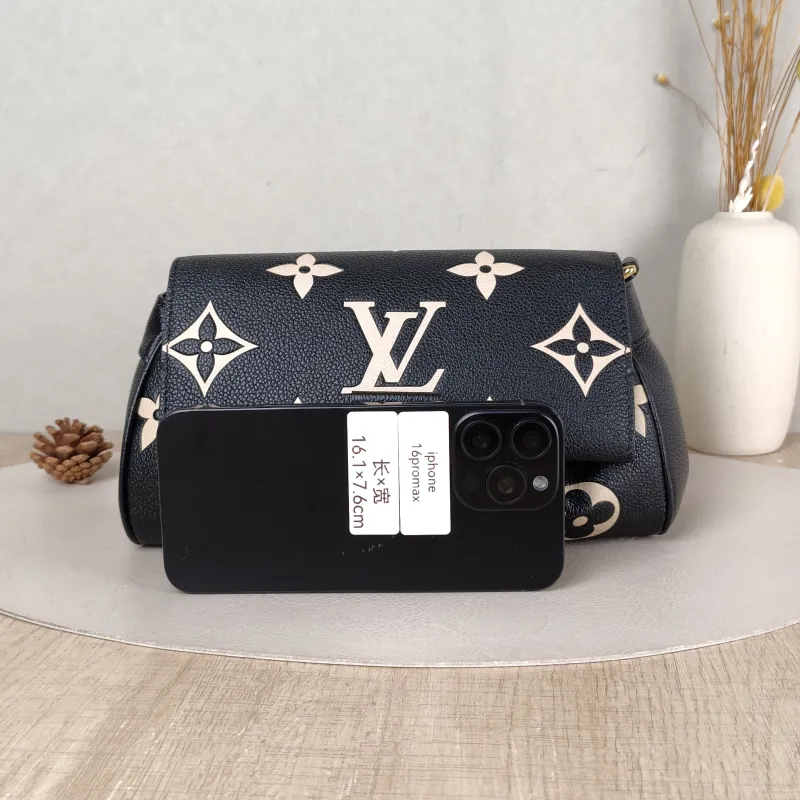 Louis Vuitton Crossbody Bag Favorite Black · White Empreinte Embossed Calfskin Medium 24 × 9 × 14 cm — cover view 3 of 5