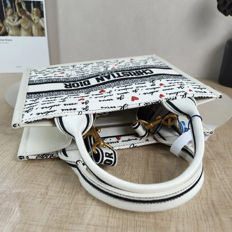 DIOR Top Handle Bag Book Tote Shoulder Strap Edition Colorblock Canvas · Calfskin One Size 26.5 × 14 × 22 cm — detail view 7 of 13