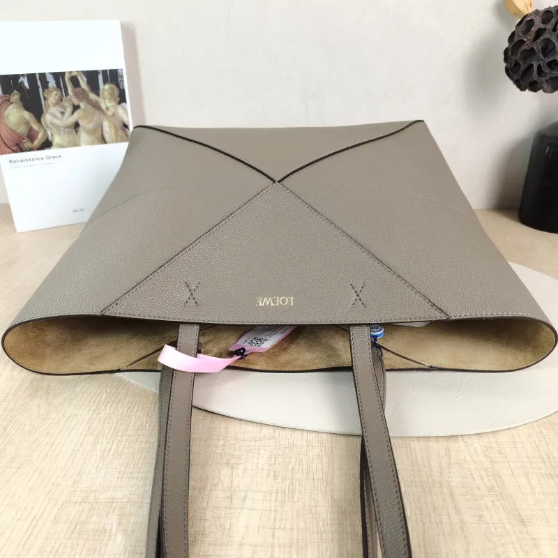 LOEWE Shoulder Bag Puzzle Fold Shopping Tote Dark Grey Calfskin Medium 31.5 × 12.5 × 29 cm — detail view 8 of 14