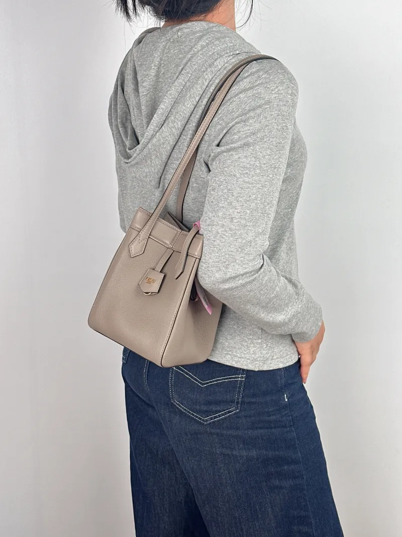 FENDI Crossbody Bag origami Grey Calfskin Mini 18.5 × 15 × 15 cm — on-model view 1 of 2