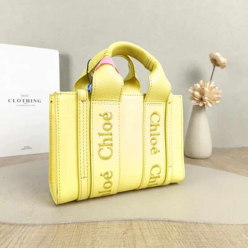 Chloé Top Handle Bag woody Collectiontote Yellow Calfskin One Size 20 × 7 × 14 cm — cover view 4 of 5
