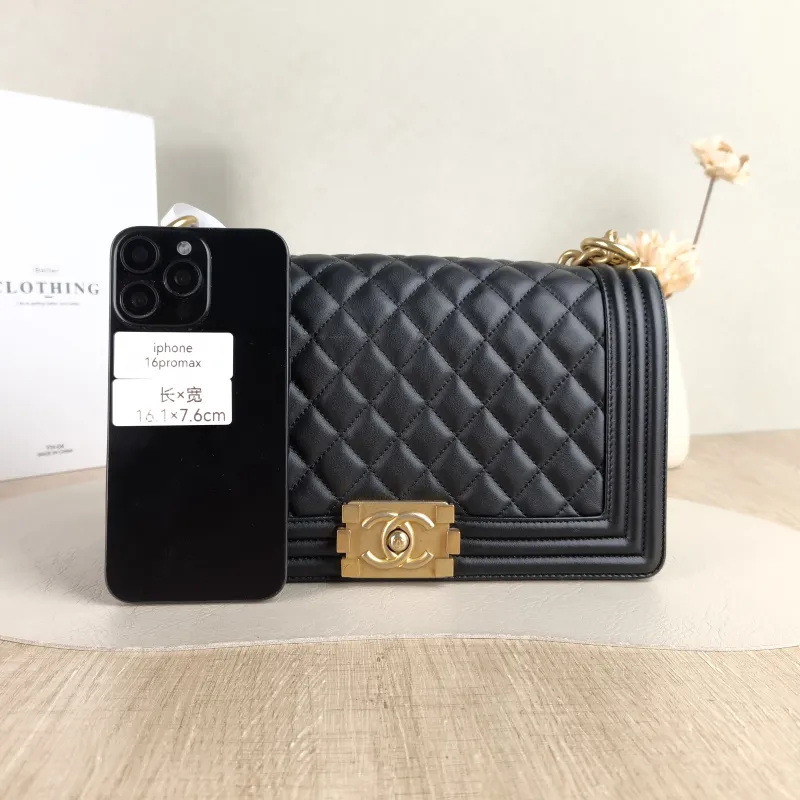 Chanel Crossbody Bag Le Boy​ Black Calfskin Medium 25 × 9 × 15 cm 27 — cover view 5 of 5