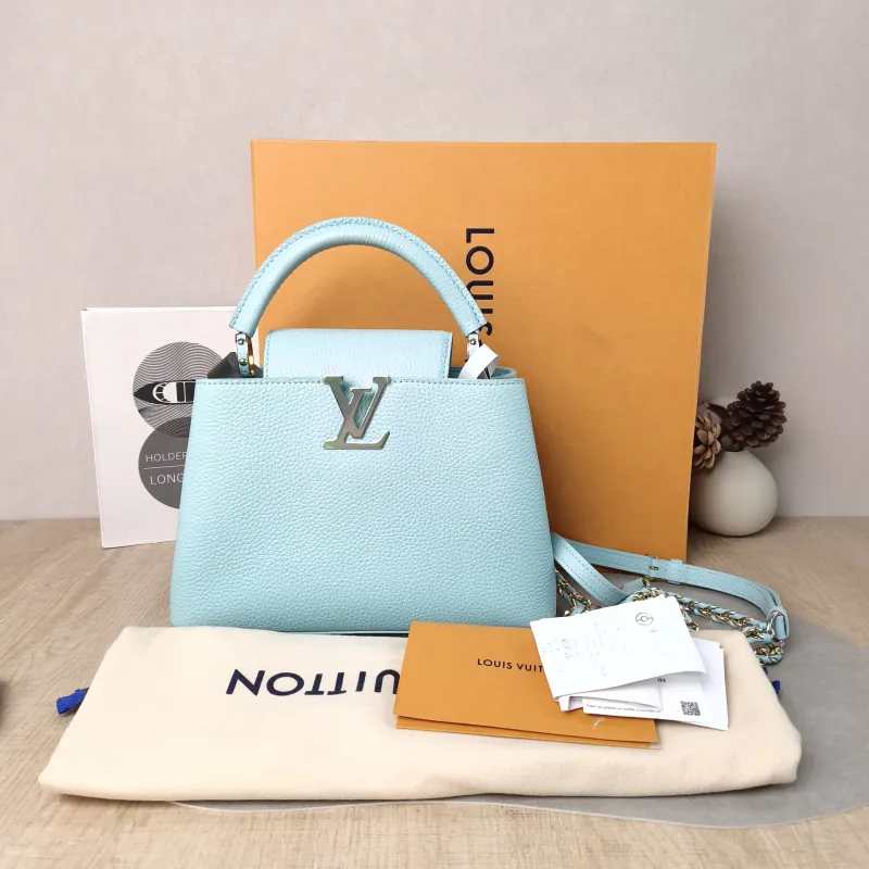 Louis Vuitton Top Handle Bag Capucines Blue Calfskin BB 27 × 9 × 17.5 cm — cover view 6 of 6