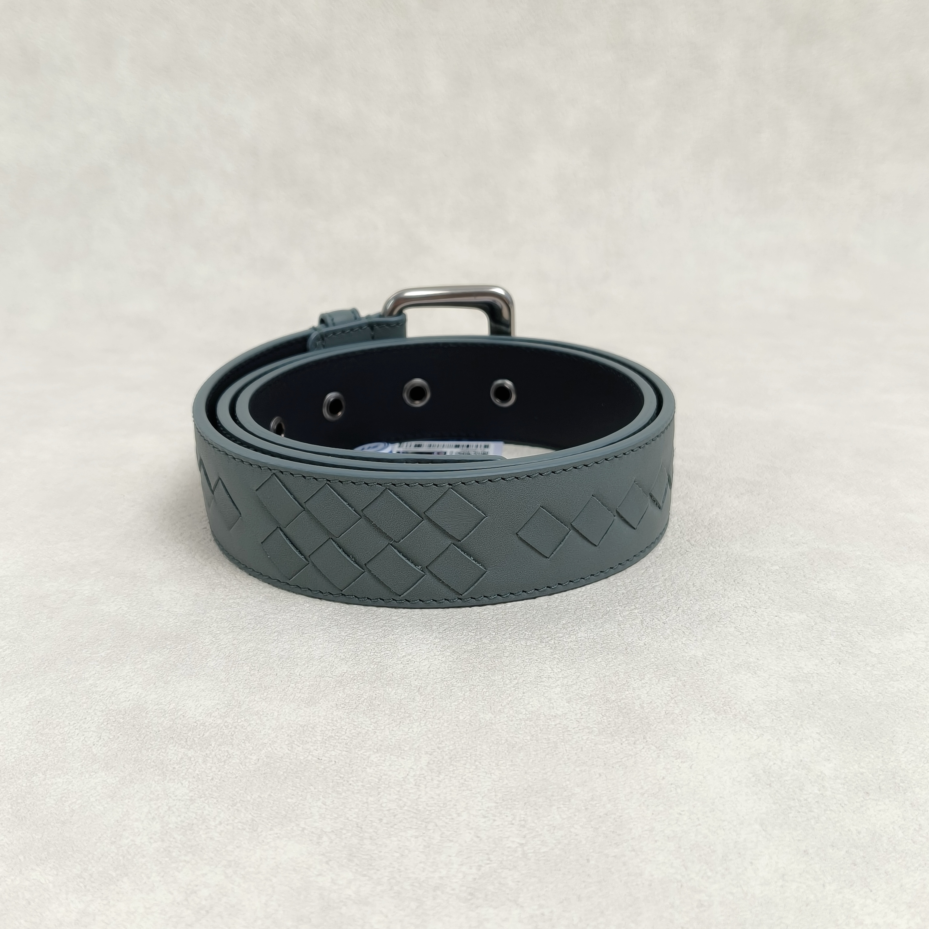 Bottega Veneta Belt Silver-Tone Hardware Woven Belt Grey Calfskin One Size85cm — cover view 9 of 9