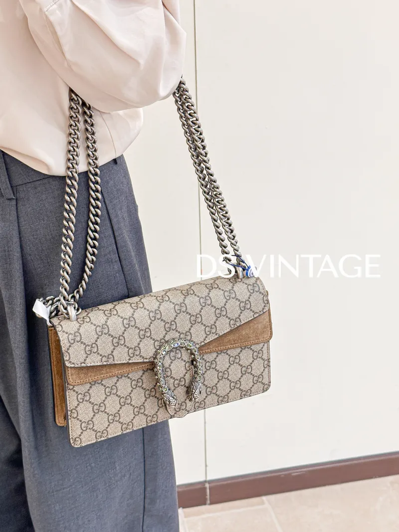 GUCCI Shoulder Bag Dionysus Monogram PVC Medium28 × 9 × 17 cm — on-model view 2 of 3