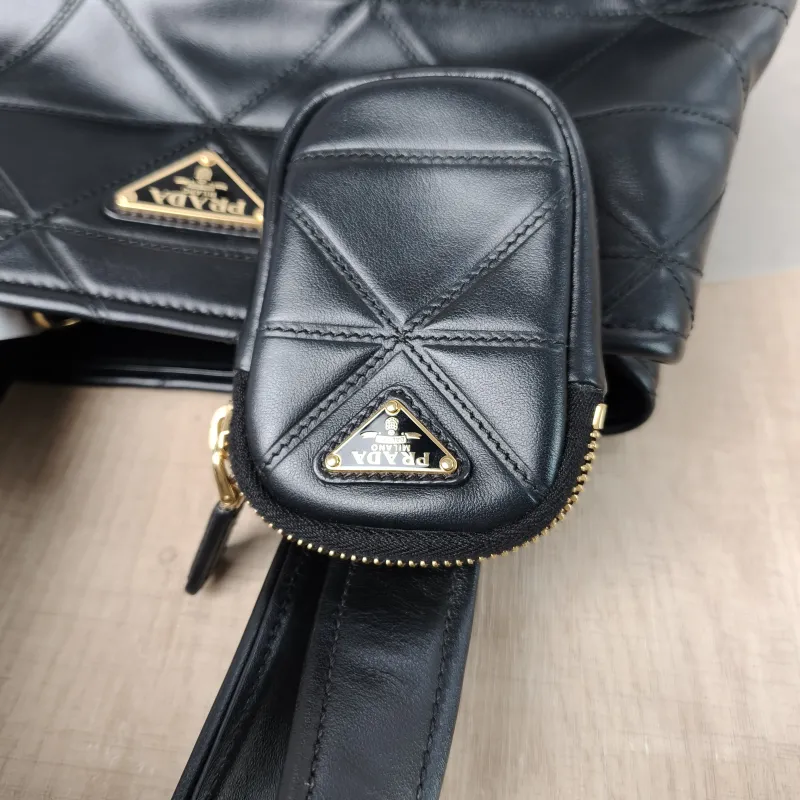 PRADA Top Handle Bag Tote Bag Black Calfskin One Size 29 × 15 × 17 cm — detail view 13 of 14