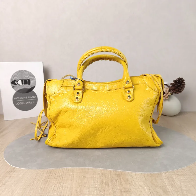BALENCIAGA Crossbody Bag Classic City Yellow Lambskin Small 30 × 10 × 21 cm — cover view 2 of 6