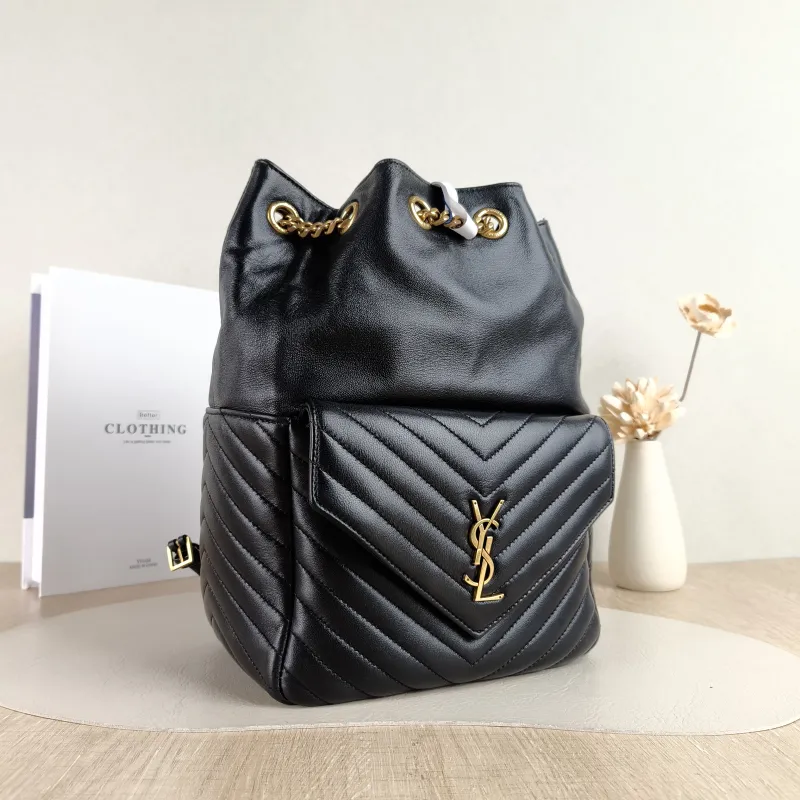 SAINT LAURENT Backpack Joe Backpack Black Lambskin One Size 22 × 15 × 29 cm — cover view 2 of 5