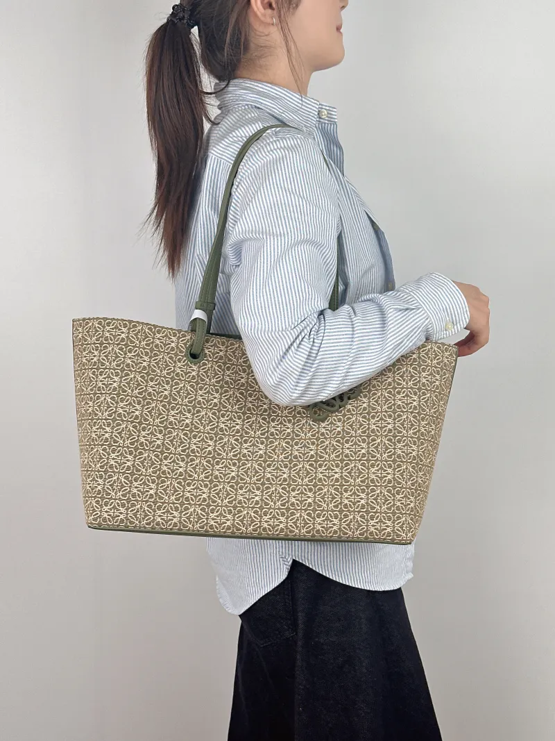 LOEWE Shoulder Bag anagram Canvas One Size 37 × 15 × 25 cm — on-model view 1 of 2