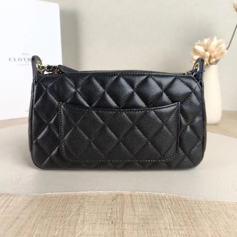 Chanel Crossbody Bag Black Grained Calfskin One Size 21 × 5.5 × 12 cm — cover view 5 of 5