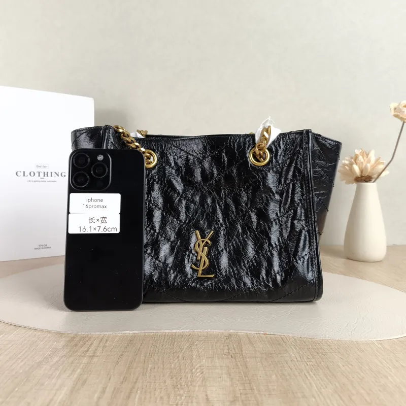 SAINT LAURENT Shoulder Bag Niki Shopping Tote Black Calfskin Small 25 × 10 × 19 cm — cover view 4 of 5