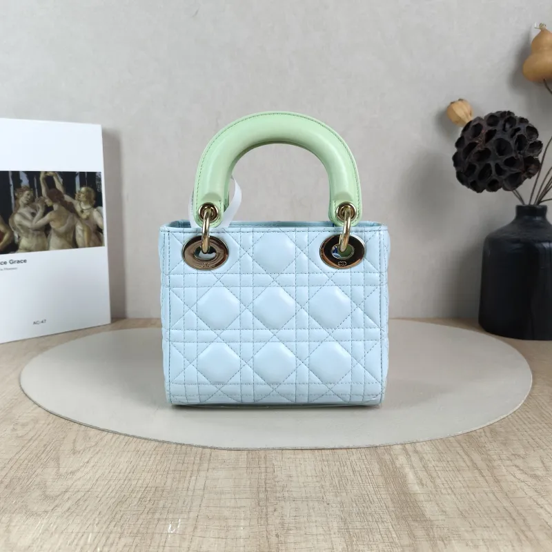 DIOR Crossbody Bag Lady Lady Dior Bag Green Blue Lambskin mini17 × 7 × 15 cm — cover view 4 of 5