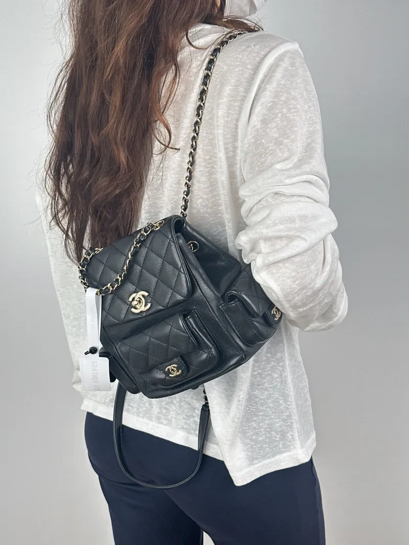 Chanel Backpackduma Black Calfskin Small18 × 9.5 × 19 cm — on-model view 1 of 3