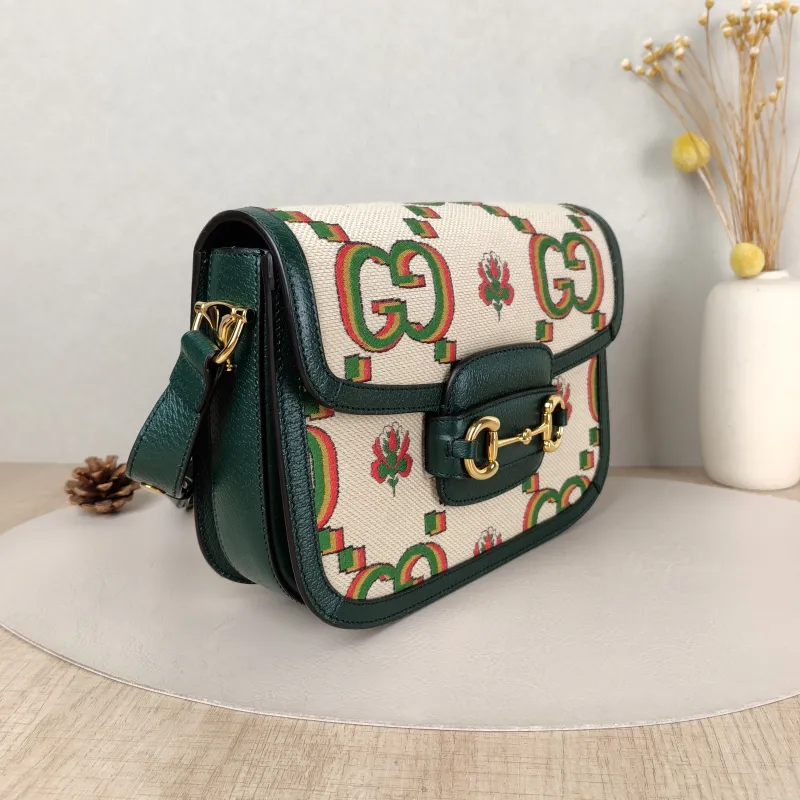 GUCCI Crossbody Bag Horsebit 1955 Horsebit Medium Colorblock Canvas Medium 25 × 8 × 18 cm — cover view 5 of 5