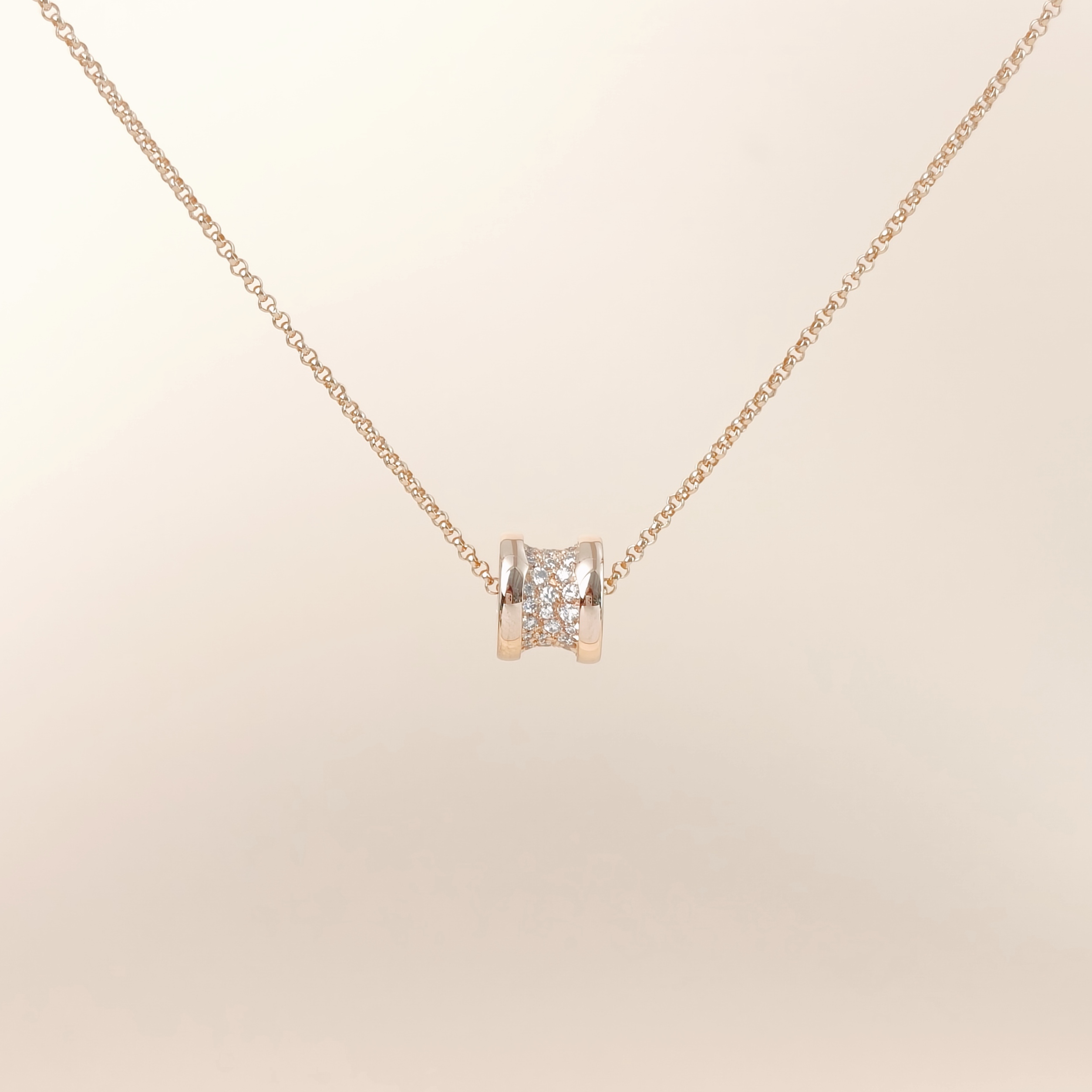 Bvlgari Necklace B.ZERO1Collection Pavé Diamond Rose Gold Diamond18KR ose Goldmini44cm