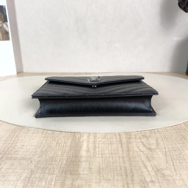 SAINT LAURENT Crossbody Bag CASSANDRE ENVELOPE Black Calfskin One Size 19 × 3.5 × 12.5 cm — cover view 2 of 5