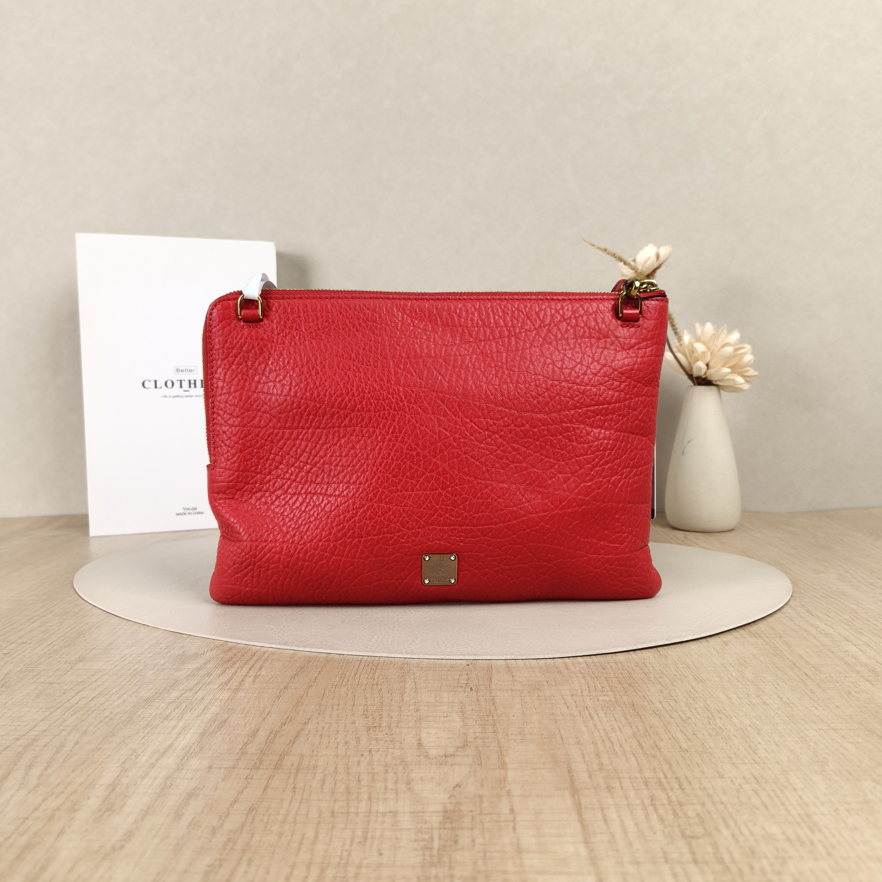 MCM Clutch Clutch Red Calfskin 28*19 — cover view 7 of 8