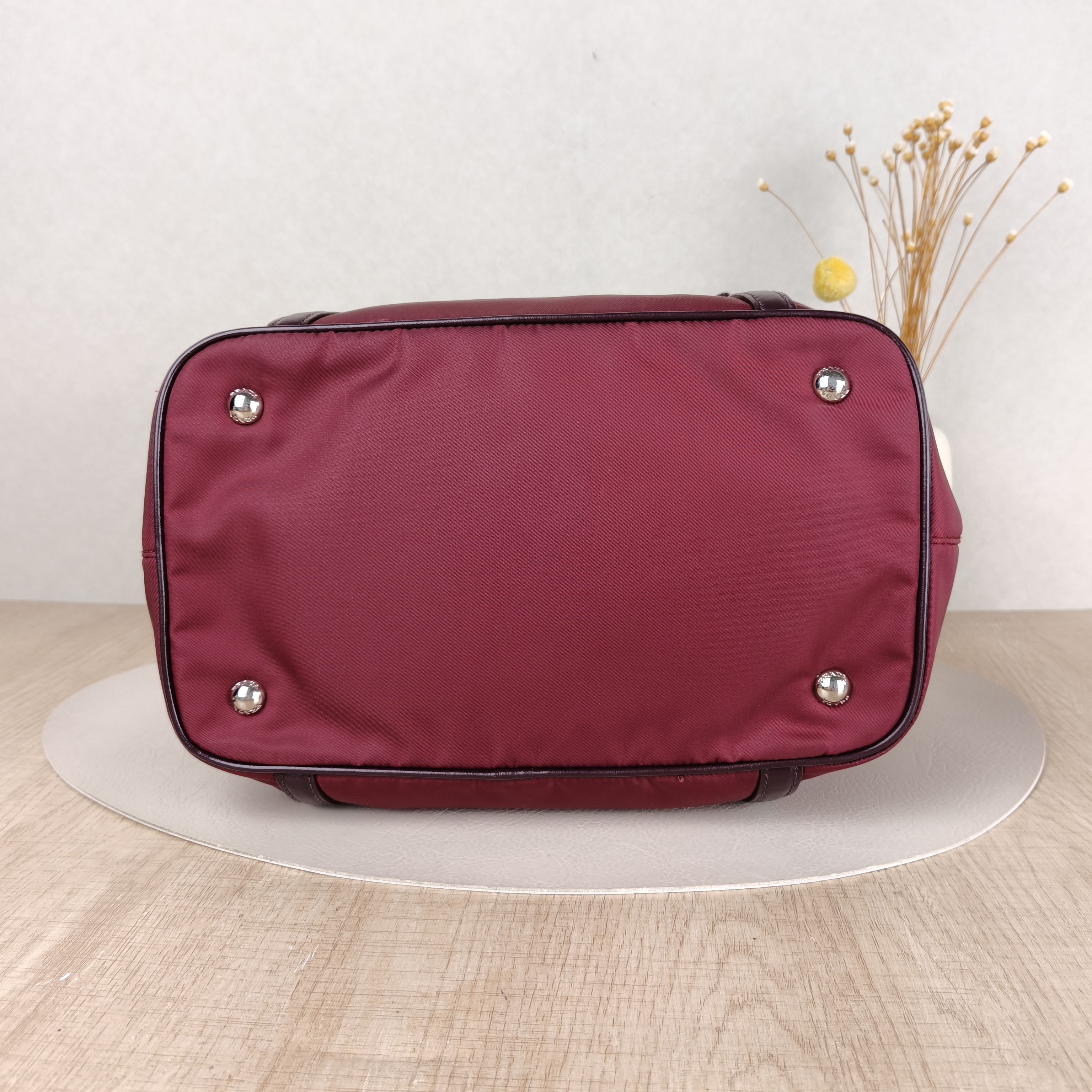 PRADA Top Handle Bag Tote Bag Burgundy Canvas, One Size28 × 16.5 × 23 cm — cover view 4 of 5