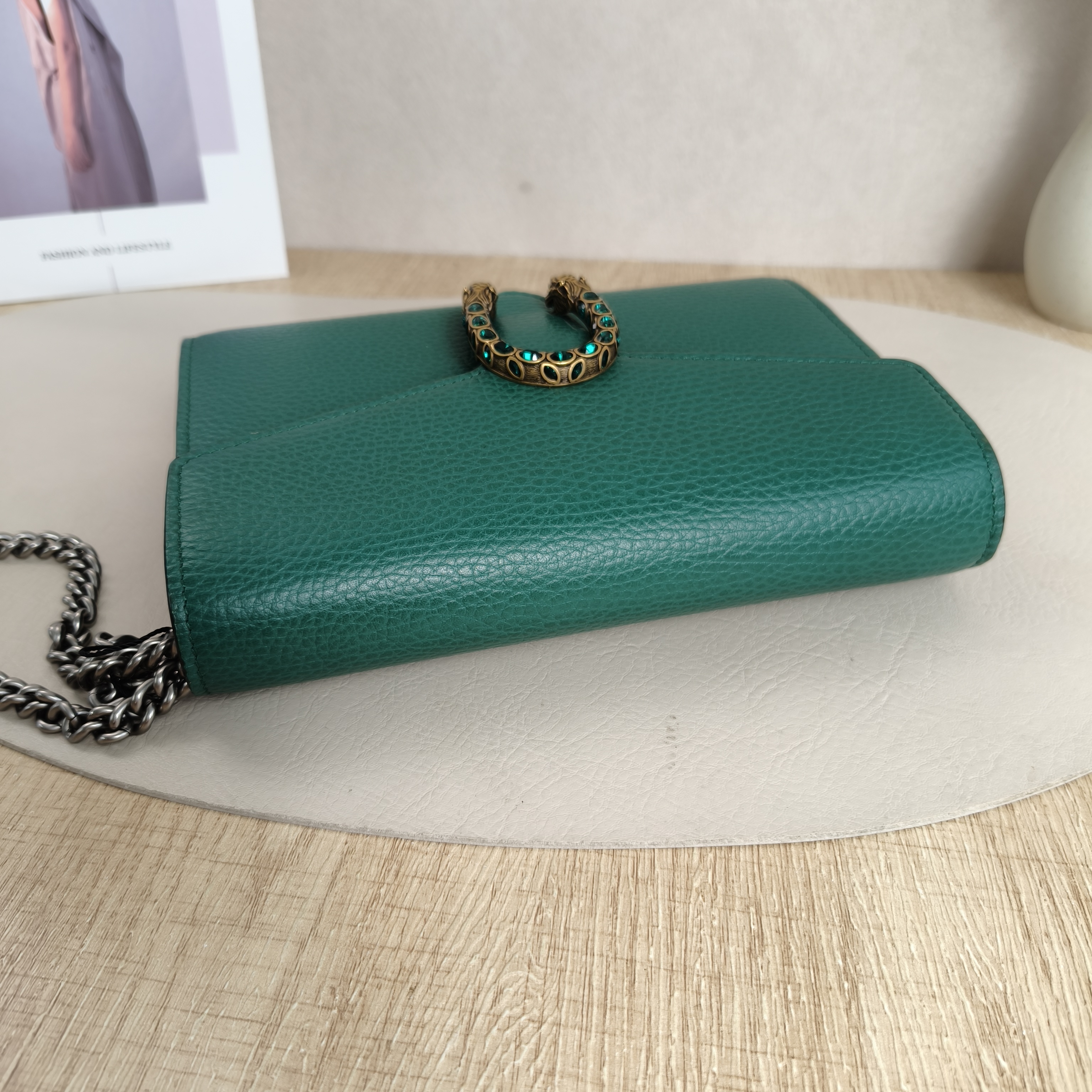 GUCCI Dionysus Wallet woc mini Green Calfskin · Dust Bag Shoulder Strap · 20 × 6 × 13 cm — cover view 10 of 11